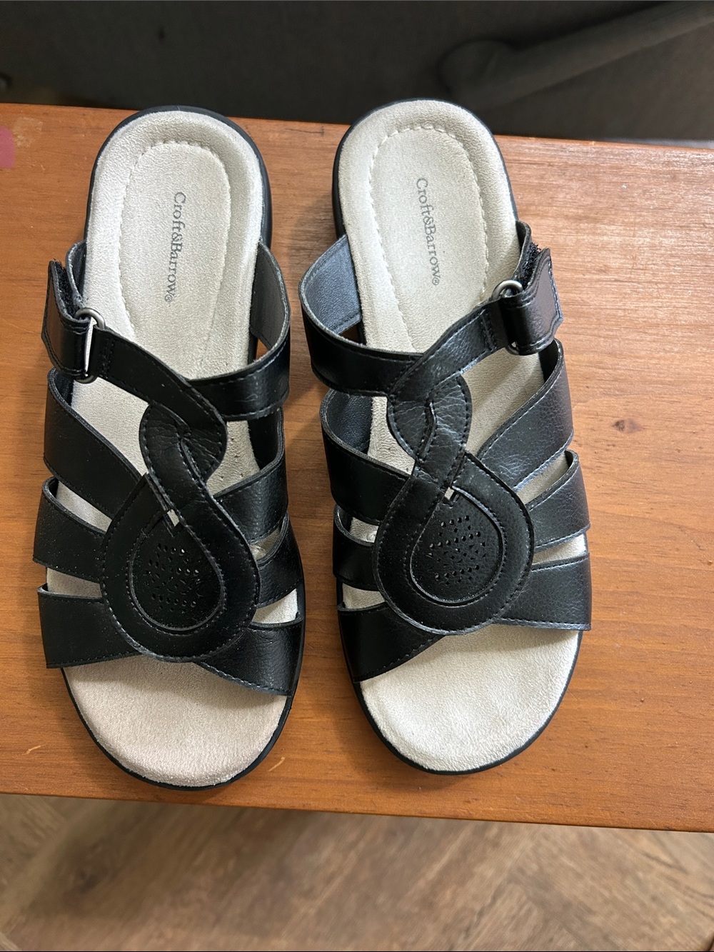 Kohl’s croft & barrow Black Women's Strappy Comfort Slide Sandals Size 7.5 M